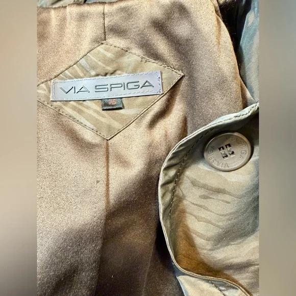 Via Spiga Brown Zebra Jacquard Trench Coat XS Belted Lightweight - Picture 7 of 13